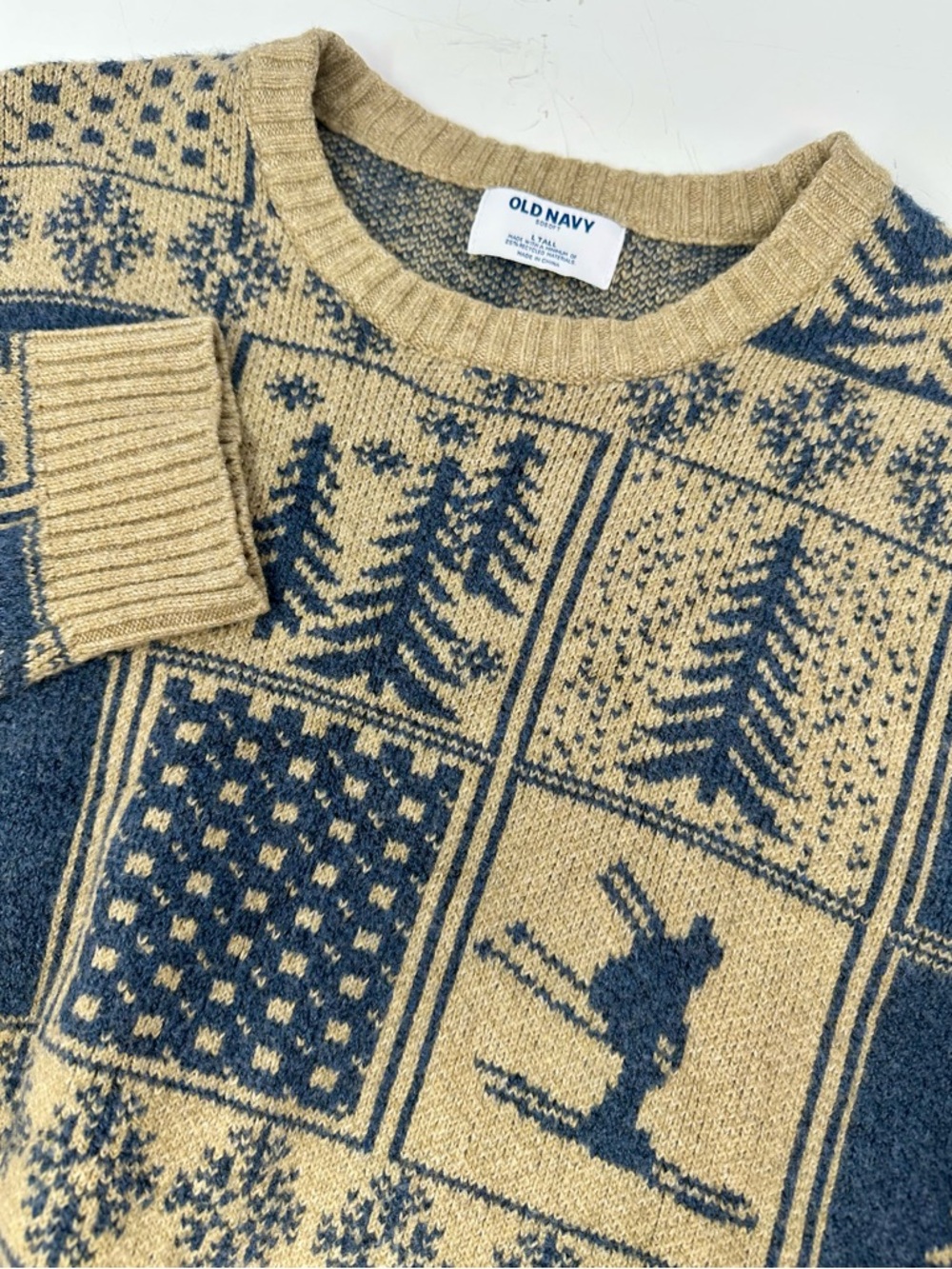 Old Navy Mens Large Tall SoSoft Fair Isle Crewneck Pullover Knit Sweater A6